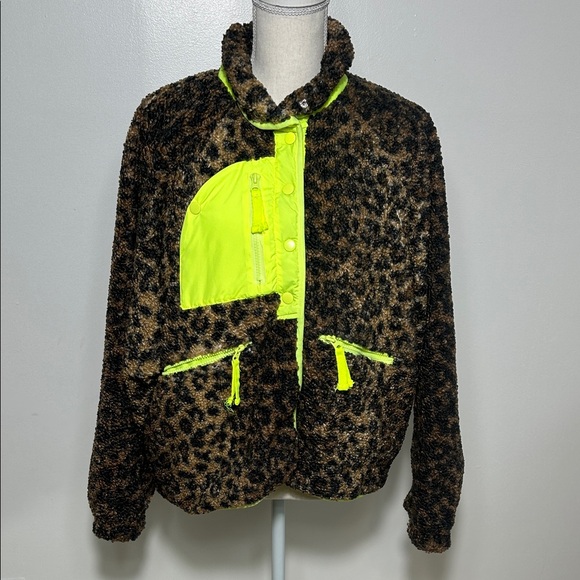 Free People Jackets & Blazers - Free People Leopard Print Jacket with Neon Accents